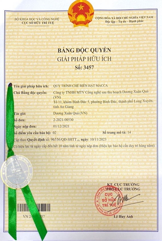 GPHU 3457 Quy trinh che bien hat mắc ca